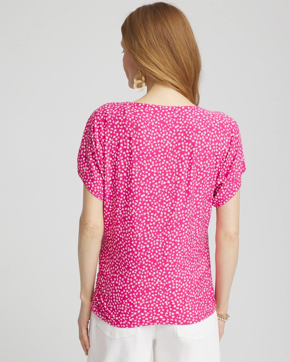 Chico's Women | Touch of Cool™ Cheetah Ruched Banded Hem Top CRUSHED BERRIES