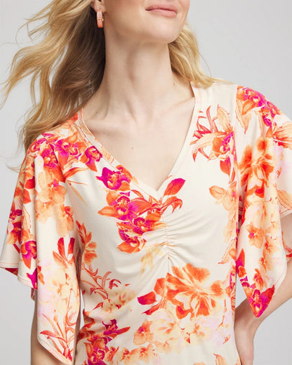 Chico's Women | Touch of Cool™ Handkerchief-Sleeve V-Neck Tee SUNSET PEACH