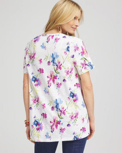 Chico's Women | Wildflower Slub V-Neck Tee ALABASTER