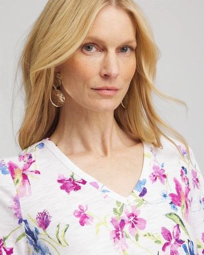 Chico's Women | Wildflower Slub V-Neck Tee ALABASTER