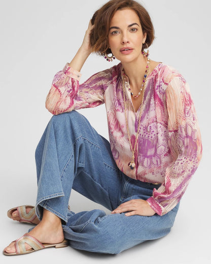 Chico's Women | Georgette Pintuck Blouse PURPLE CLOVER