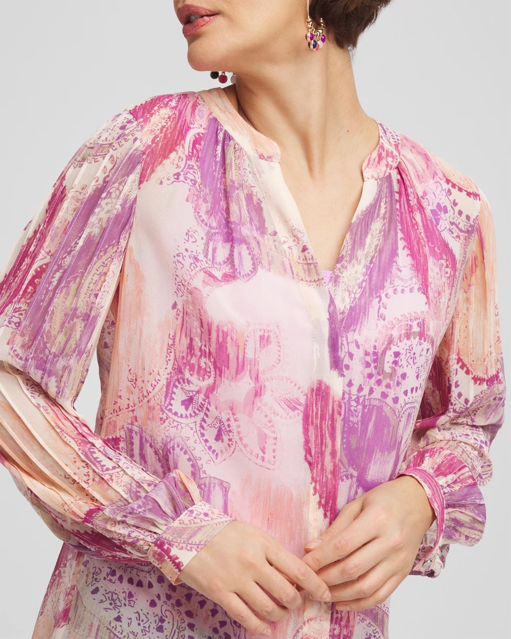 Chico's Women | Georgette Pintuck Blouse PURPLE CLOVER