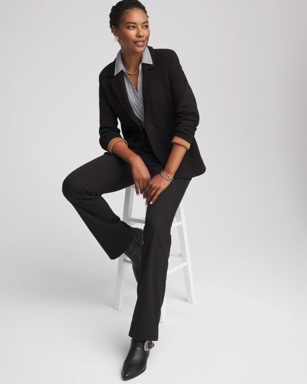 Chico's Women | Single-Breasted Sweater Blazer BLACK