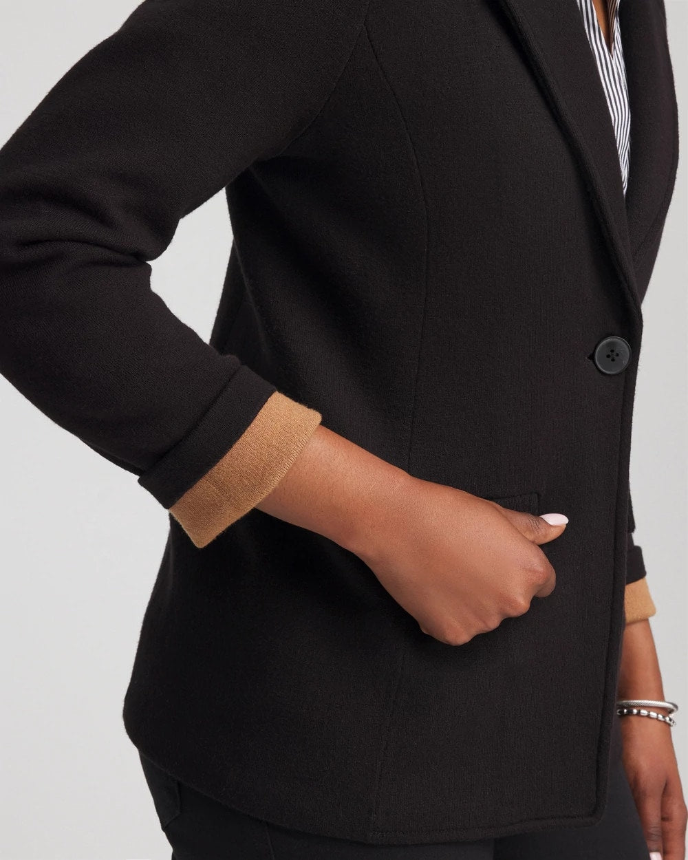 Chico's Women | Single-Breasted Sweater Blazer BLACK
