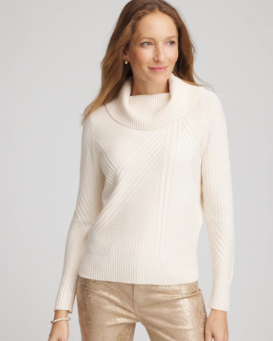 Chico's Women | Ribbed Cowlneck Sweater ENGLISH CREAM
