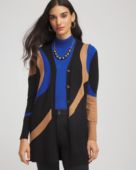 Chico's Women | Ella Colorblock Cardigan Sweater BLACK