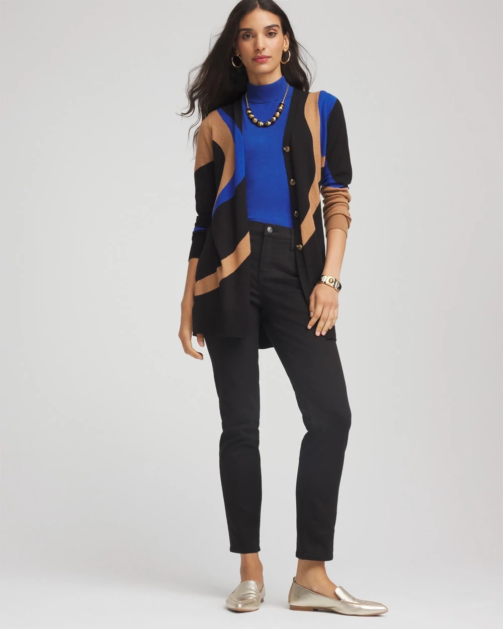 Chico's Women | Ella Colorblock Cardigan Sweater BLACK