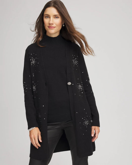 Chico's Women | Rhinestone Embellished Cardigan BLACK
