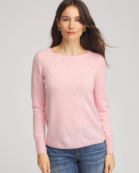 Chico's Women | Embellished Cashmere Pullover Sweater BLUSHED