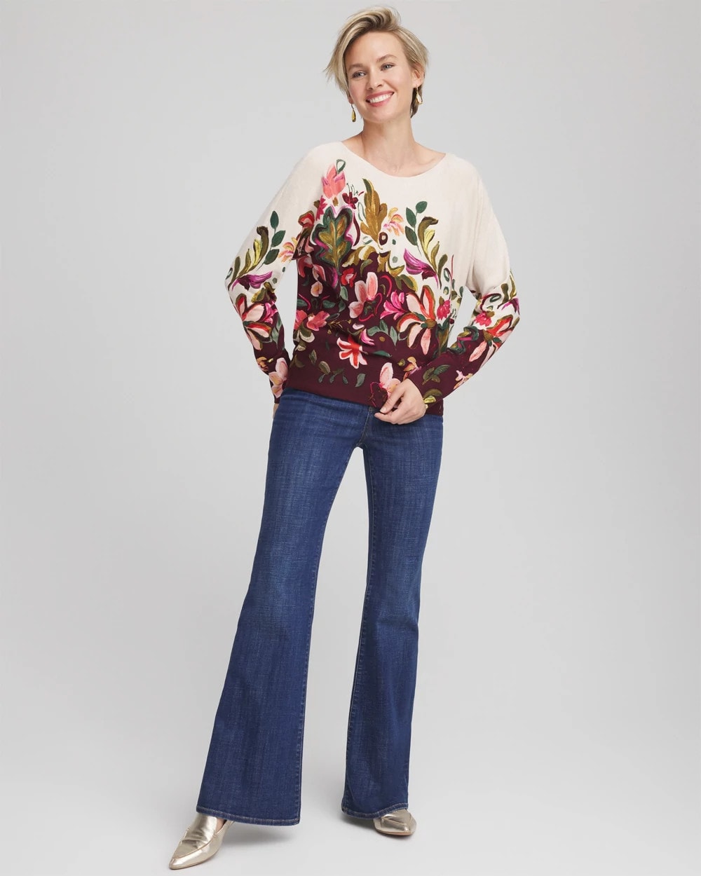 Chico's Women | Ella Dolman Pullover Sweater DEEP CHIANTI