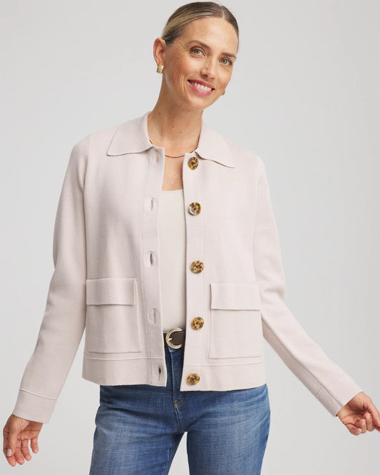 Chico's Women | Button-Front Cardigan Jacket SMOKEY TAUPE