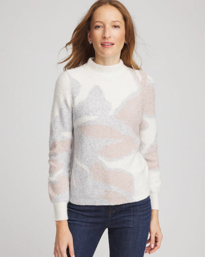 Chico's Women | Bloom Metallic Intarsia Pullover Sweater BIRCH BARK