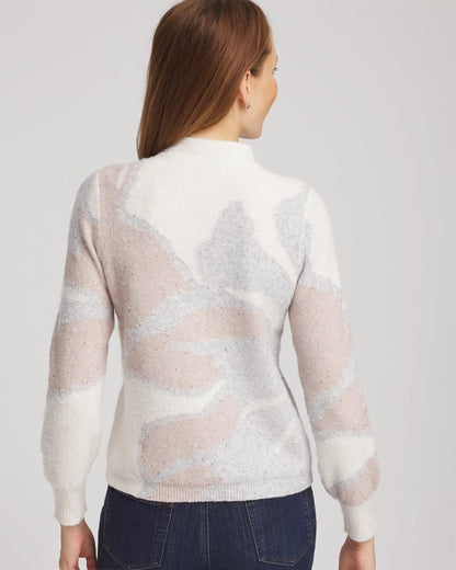 Chico's Women | Bloom Metallic Intarsia Pullover Sweater BIRCH BARK