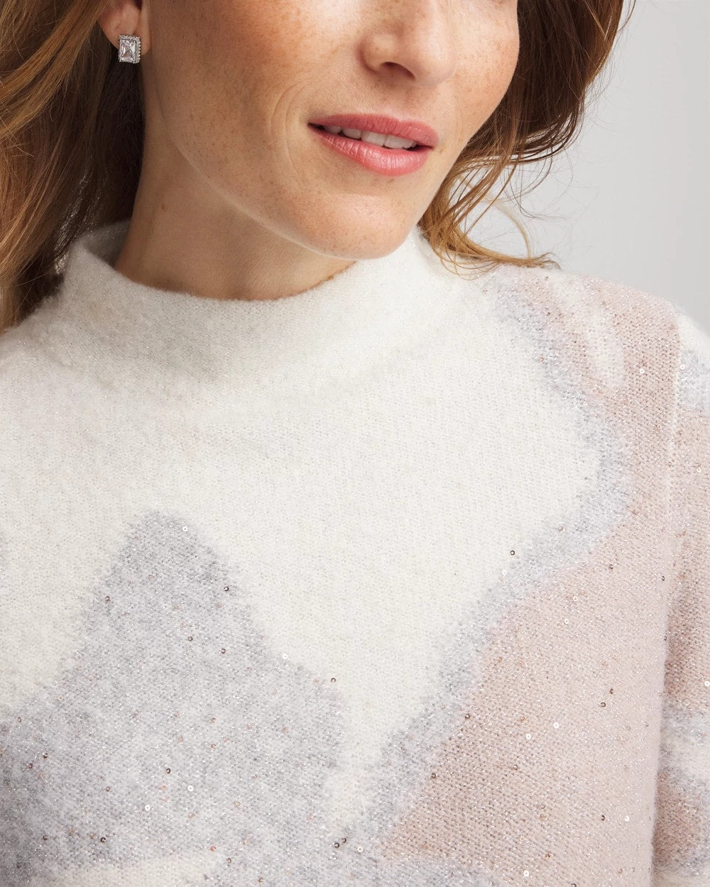 Chico's Women | Bloom Metallic Intarsia Pullover Sweater BIRCH BARK