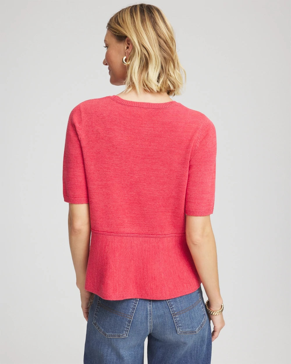 Chico's Women | Pullover Peplum Sweater FOLKLORIC RED