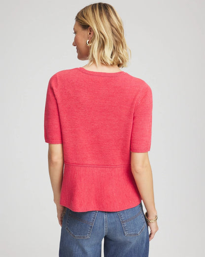 Chico's Women | Pullover Peplum Sweater FOLKLORIC RED