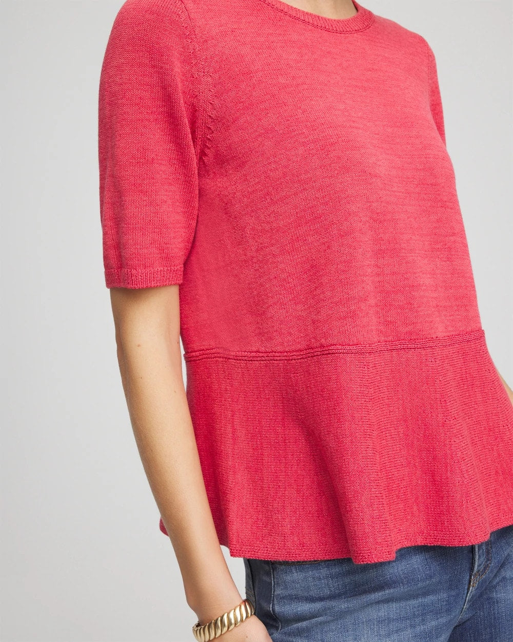 Chico's Women | Pullover Peplum Sweater FOLKLORIC RED