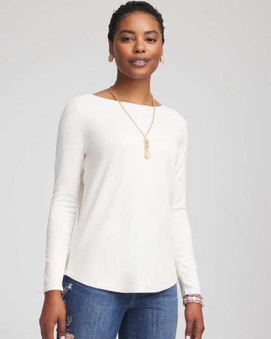 Chico's Women | Ella Bateau Pullover Sweater ECRU