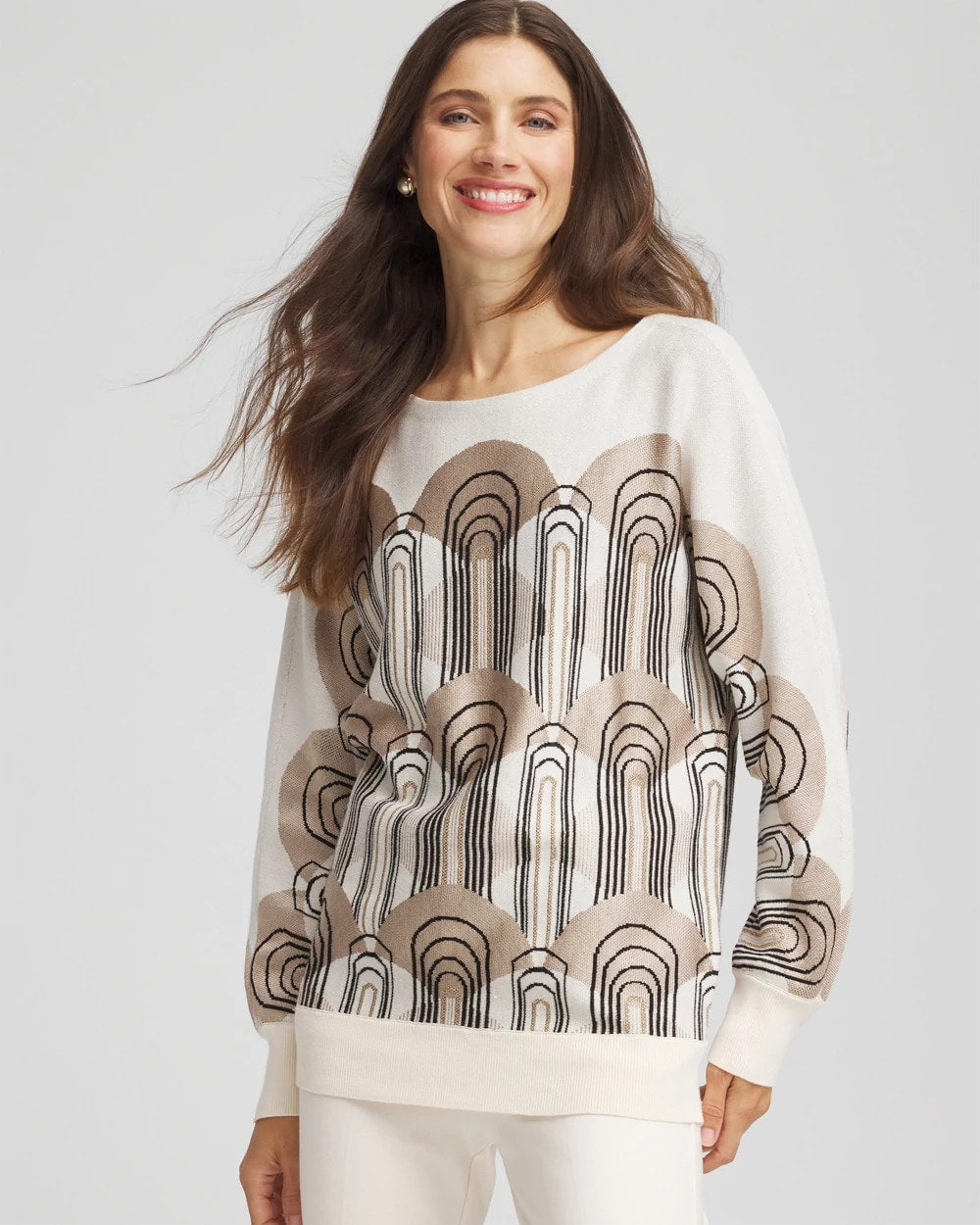 Chico's Women | Art Deco Dolman Pullover Sweater ENGLISH CREAM