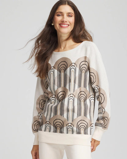 Chico's Women | Art Deco Dolman Pullover Sweater ENGLISH CREAM
