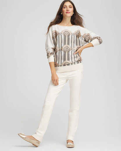 Chico's Women | Art Deco Dolman Pullover Sweater ENGLISH CREAM