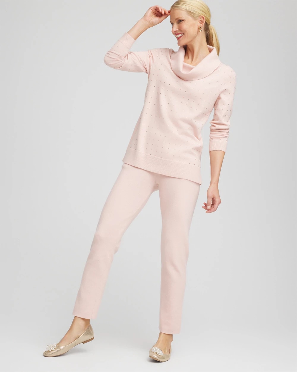 Chico's Women | Zenergy® Luxe Diamante Cowlneck Tunic ROSE SMOKE