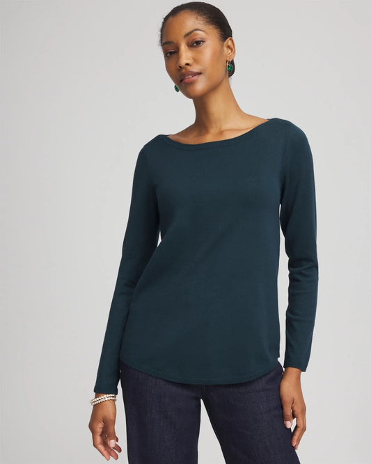 Chico's Women | Ella Boatneck Sweater TEAL SHADOW