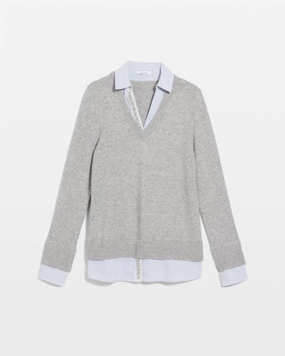 Chico's Women | Sequin Built-In Shirt Knit Sweater GRAY