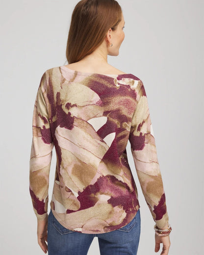 Chico's Women | Ella Ocean Glitz Boatneck Sweater PURPLE ROYALE
