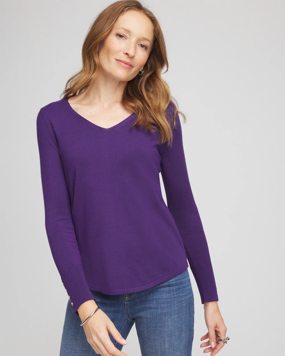 Chico's Women | Ella V-Neck Pullover Sweater PURPLE ELIXIR