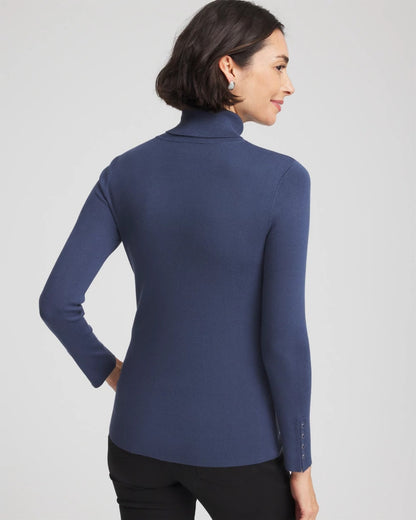 Chico's Women | Ella Button Cuff Turtleneck Sweater INDIGO SKY