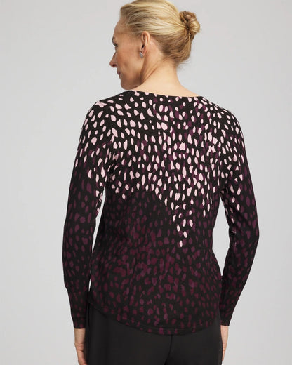 Chico's Women | Ella Printed V-Neck Sweater BLACK