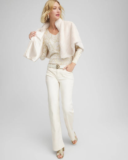 Chico's Women | Ella Foiled V-Neck Sweater ENGLISH CREAM