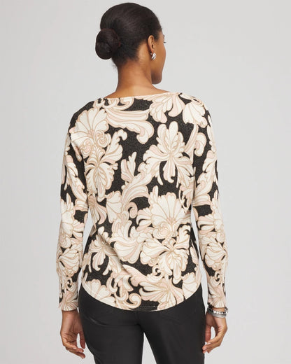 Chico's Women | Ella Metallic V-Neck Sweater PURPLE ROYALE