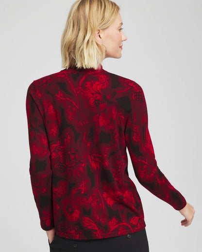 Chico's Women | Ella Printed Mockneck Sweater CARMINE RED