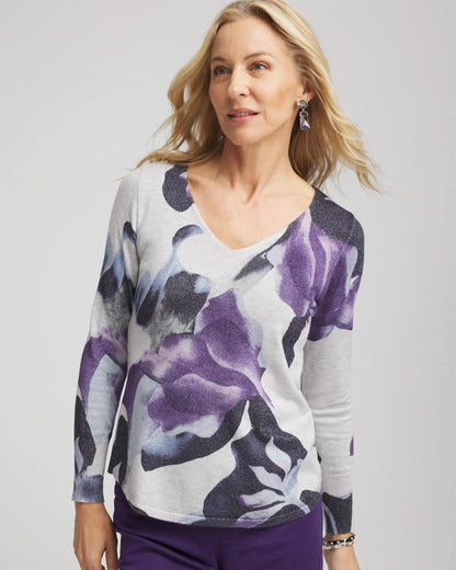 Chico's Women | Ella V-Neck Pullover Sweater PURPLE ELIXIR