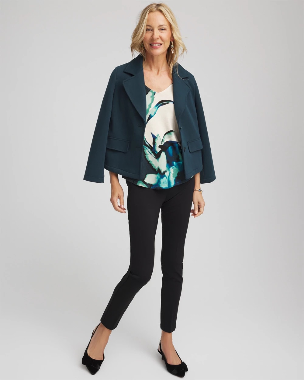 Chico's Women | Ella Glacier V-Neck Pullover TEAL SHADOW