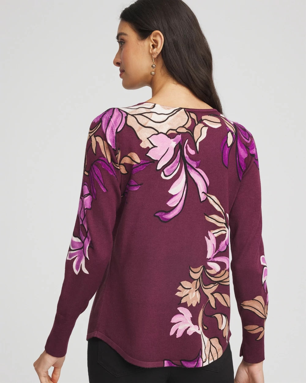 Chico's Women | Ella V-Neck Artisanal Pullover Sweater DEEP CHIANTI