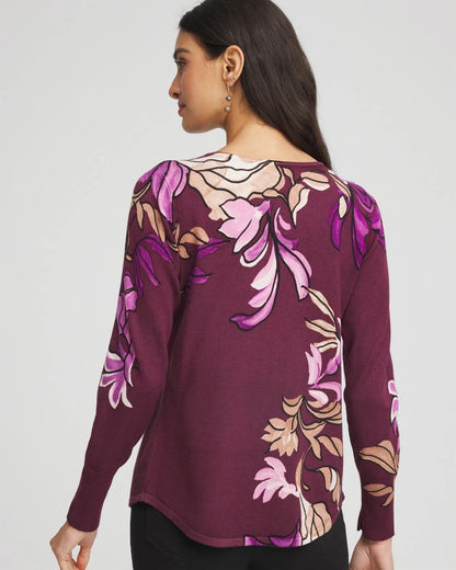 Chico's Women | Ella V-Neck Artisanal Pullover Sweater DEEP CHIANTI
