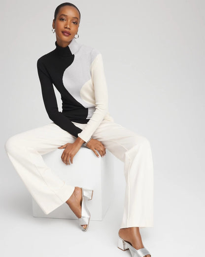 Chico's Women | Ella Turtleneck Intarsia Sweater BLACK