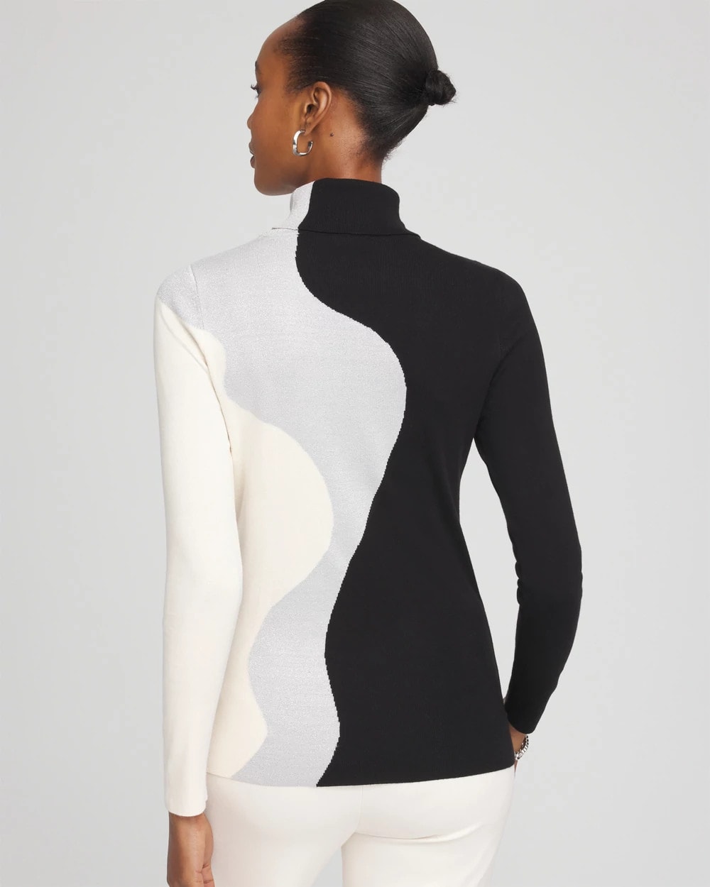 Chico's Women | Ella Turtleneck Intarsia Sweater BLACK