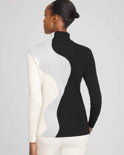 Chico's Women | Ella Turtleneck Intarsia Sweater BLACK