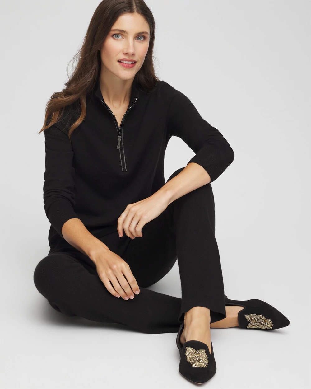 Chico's Women | Zenergy® Luxe Half-Zip Pullover Top BLACK