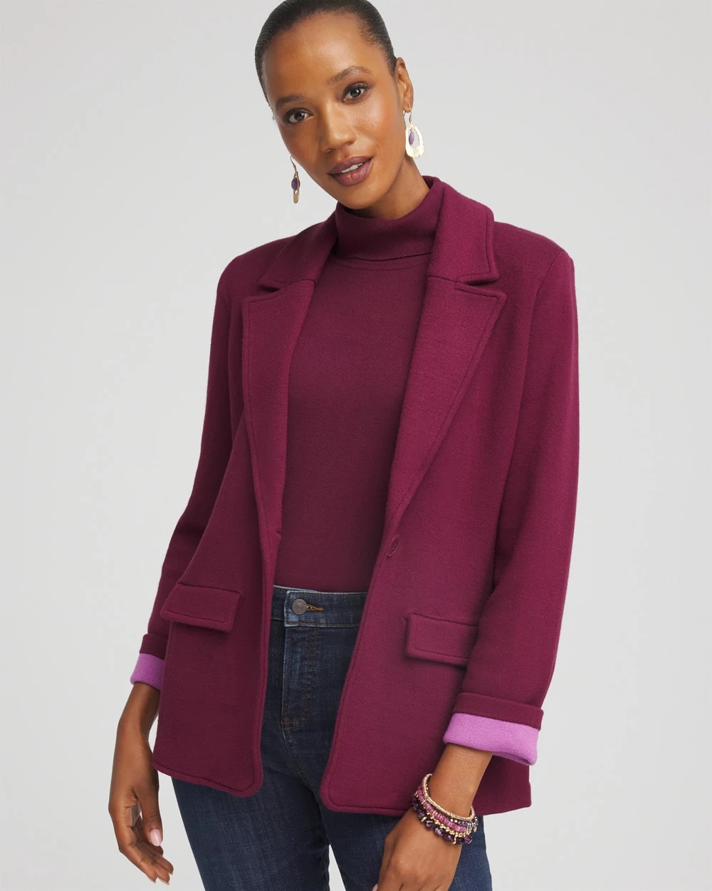 Chico's Women | Single-Breasted Sweater Blazer DEEP CHIANTI