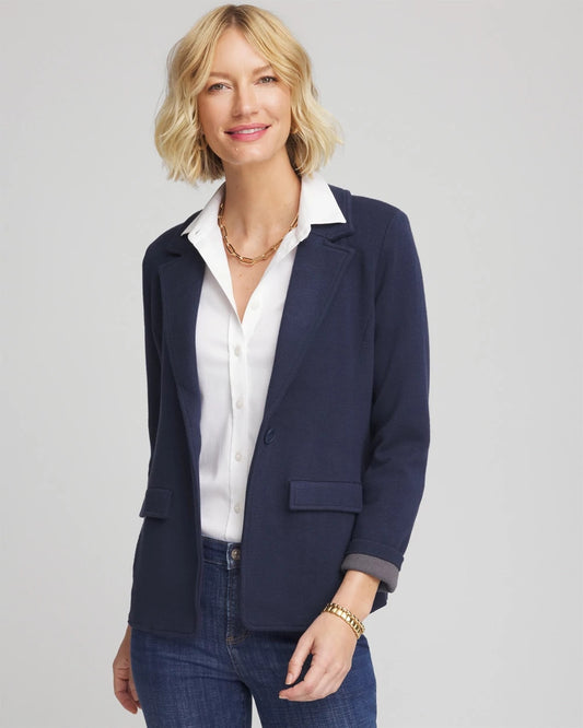 Chico's Women | Single-Breasted Sweater Blazer PASSPORT BLUE