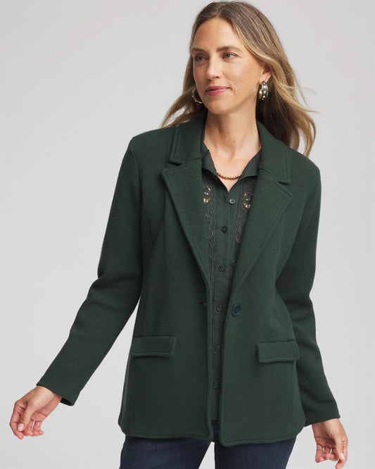 Chico's Women | Single-Breasted Sweater Blazer DARKEST SPRUCE