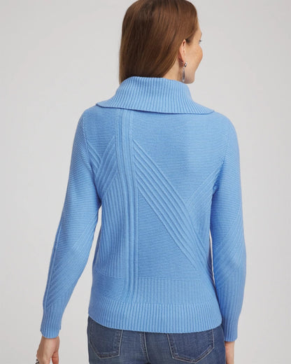 Chico's Women | Ribbed Cowlneck Sweater TIDAL BLUE