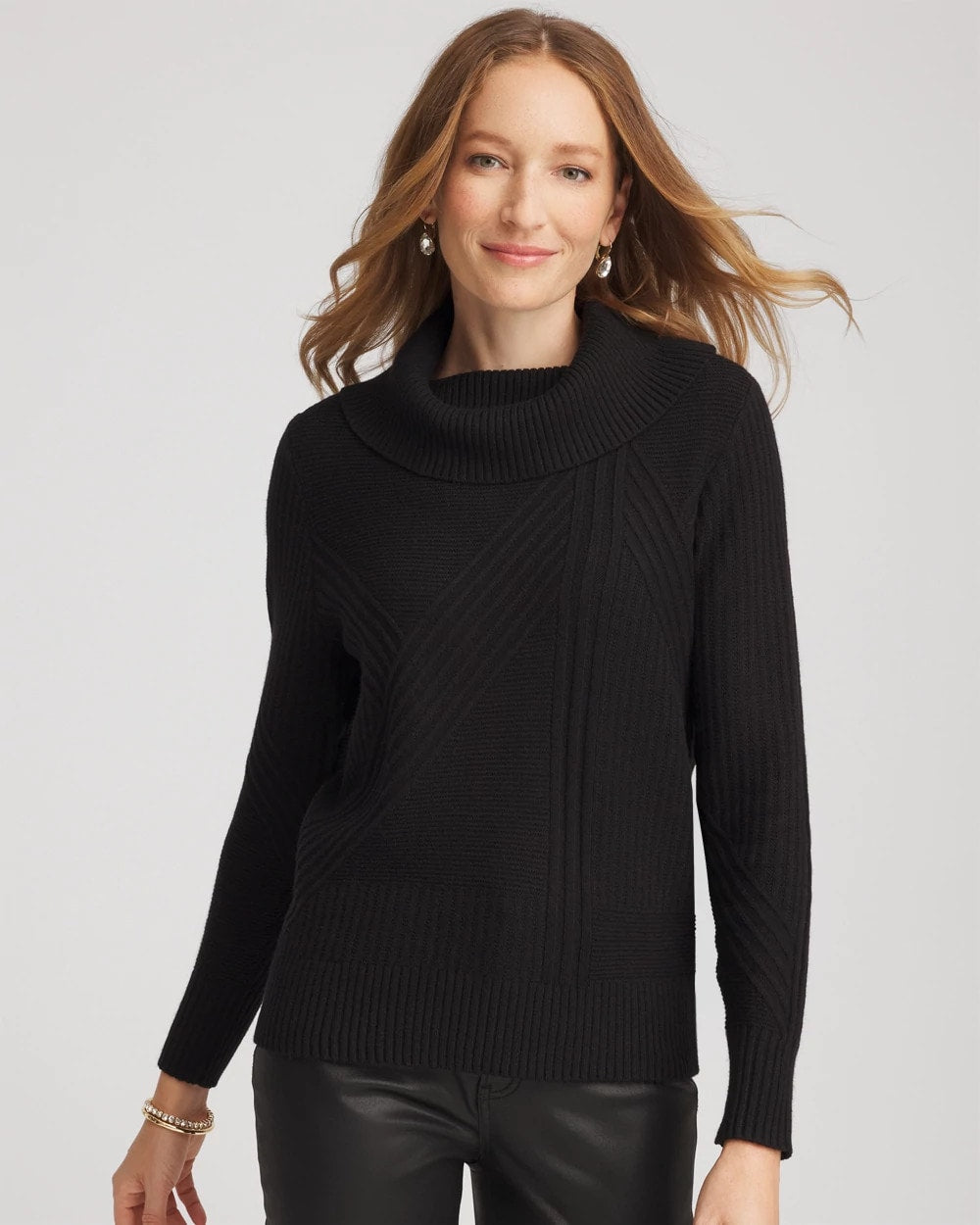 Chico's Women | Ribbed Cowlneck Sweater BLACK