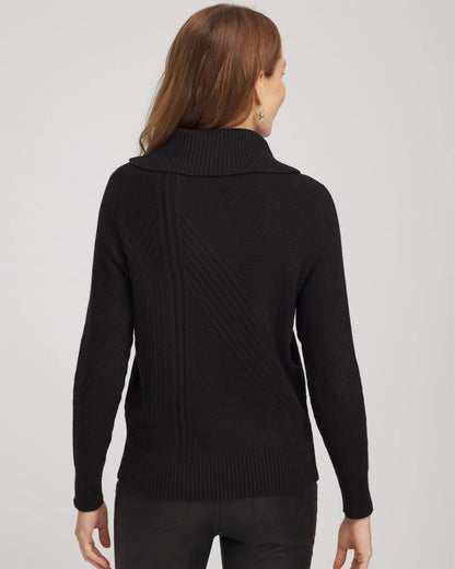 Chico's Women | Ribbed Cowlneck Sweater BLACK