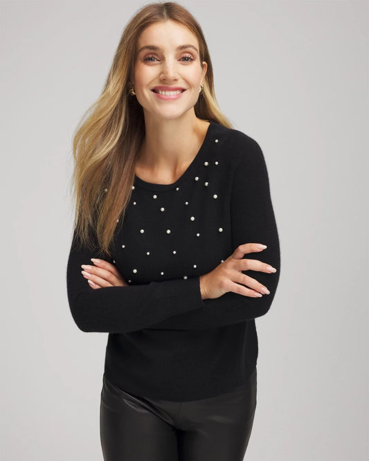 Chico's Women | Embellished Cashmere Pullover Sweater BLACK